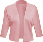 Women'S 3/4 Sleeve Cropped Cardigan Sweater Jacket Short Shrugs for Dresses | Open Front Short Sleeve Shrugs Bolero Shrug Lightweigt Cardigan Sweaters for Women
