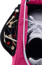 Golf Shoe Bag - Zippered Shoe Carrier Bags with Ventilation & outside Pocket for Socks, Tees, Etc. (Pink)