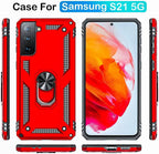 For Galaxy S21 Case: Samsung Galaxy S21 Case with HD Screen Protector - Military Grade Protective Cases with Ring for Samsung S21(Red)