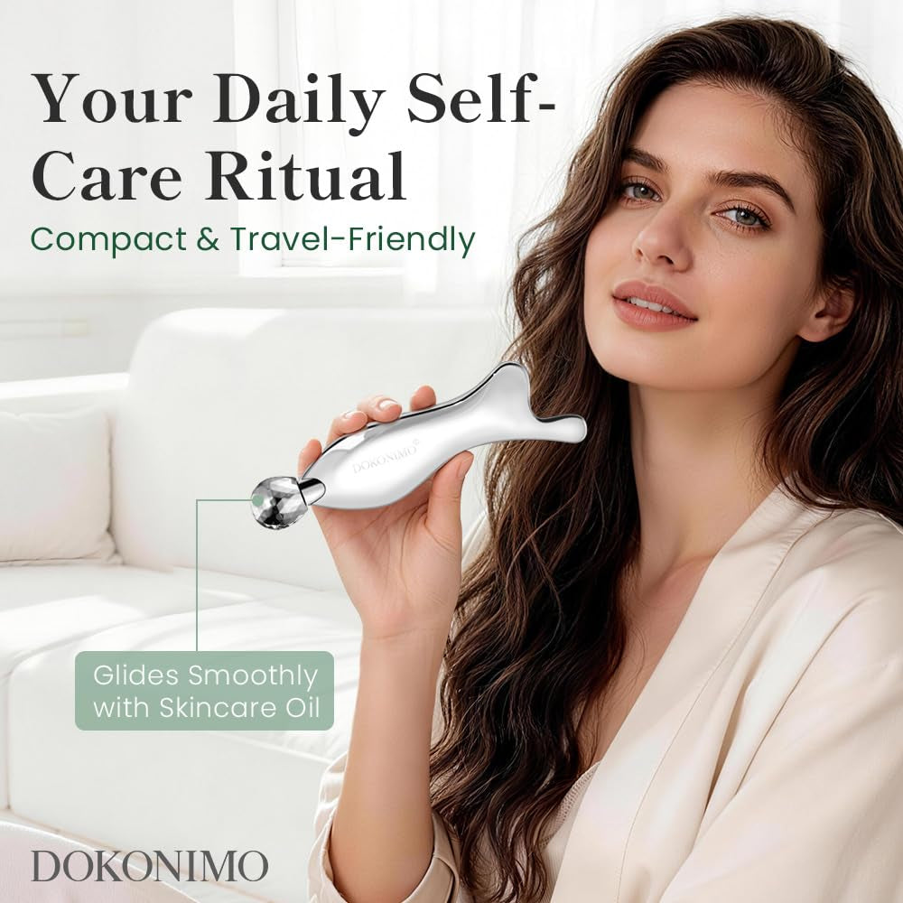 FSA, HSA Eligible, 5-In-1 Multi-Contour Gua Sha Facial Tool | Facial Rollers & Metal Skincare Tool for Face, Jawline, Neck and Shoulder Care, Reusable Beauty Tool for Daily Self-Care