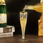100 Plastic Champagne Flutes, 4.5Oz Clear Disposable Hard Stemware Cups with Golden Rim, Plastic Champagne Glasses for Wedding, Graduation Party, Bridal Shower, Birthday Party