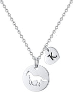 Easter Gifts for Kids Toddlers Teens - Easter Basket Stuffers Horse Necklace Gifts for Girls Horse Necklaces Jewelry Initial Necklace Jewelry Birthday Gift for Teen Girl Kids Women