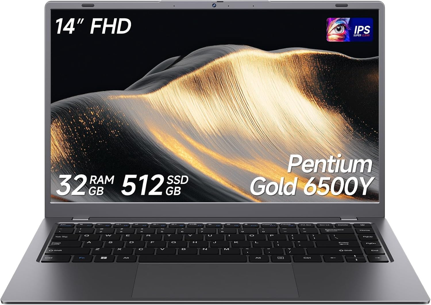 2026 Laptop, Pentium Gold 6500Y Processor(Up to 3.4Ghz),32Gb RAM 512GB SSD,14 Inch FHD IPS Display, 5000Mah Battery,Type-C,Portable Laptops Computer for Business Office Home