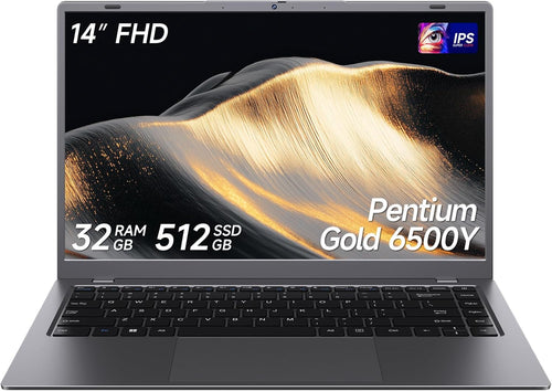 2026 Laptop, Pentium Gold 6500Y Processor(Up to 3.4Ghz),32Gb RAM 512GB SSD,14 Inch FHD IPS Display, 5000Mah Battery,Type-C,Portable Laptops Computer for Business Office Home