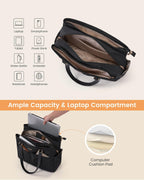 Laptop Tote Bag for Women with 3 Separate Pocket Work Bag with Large Cup Holder Computer Briefcase for Teacher Nurse