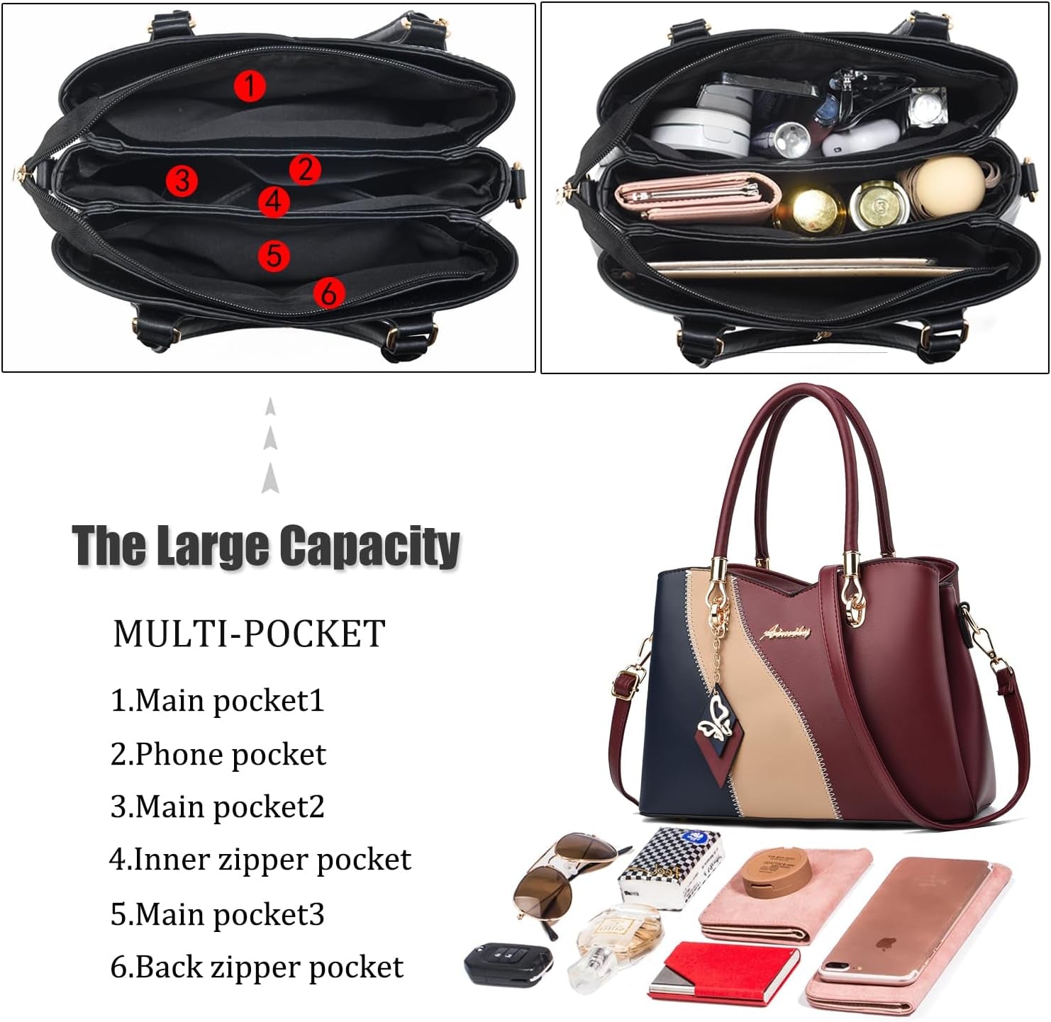 Purses and Handbags for Women Tote PU Leather Ladies Satchel Top Handle Crossbody Shoulder Bag | PU Leather
