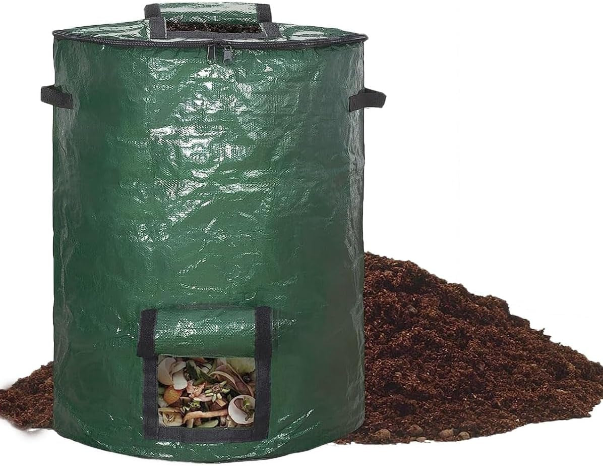 Big Compost Bin Bag,80 Gallon(300L) Garden Compost Bin Bag (Green 1Pc) | Garbage Bag Bin,Compost Bag for Outdoor Garden Yard