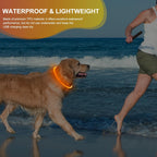 Lighted Dog Collar - Waterproof Puppy Collar Light Rechargeable, High Visibility Glowing Dog Lights for Night Walking (Orange)