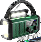 Hand Crank Emergency Radio,37000Mwhsolar Powered Hand Crank Portable NOAA AM FM Weather Radio with 3Mode Flashlight and Reading Light,Cell Phone Charger,Home and Emergency Distress Signa