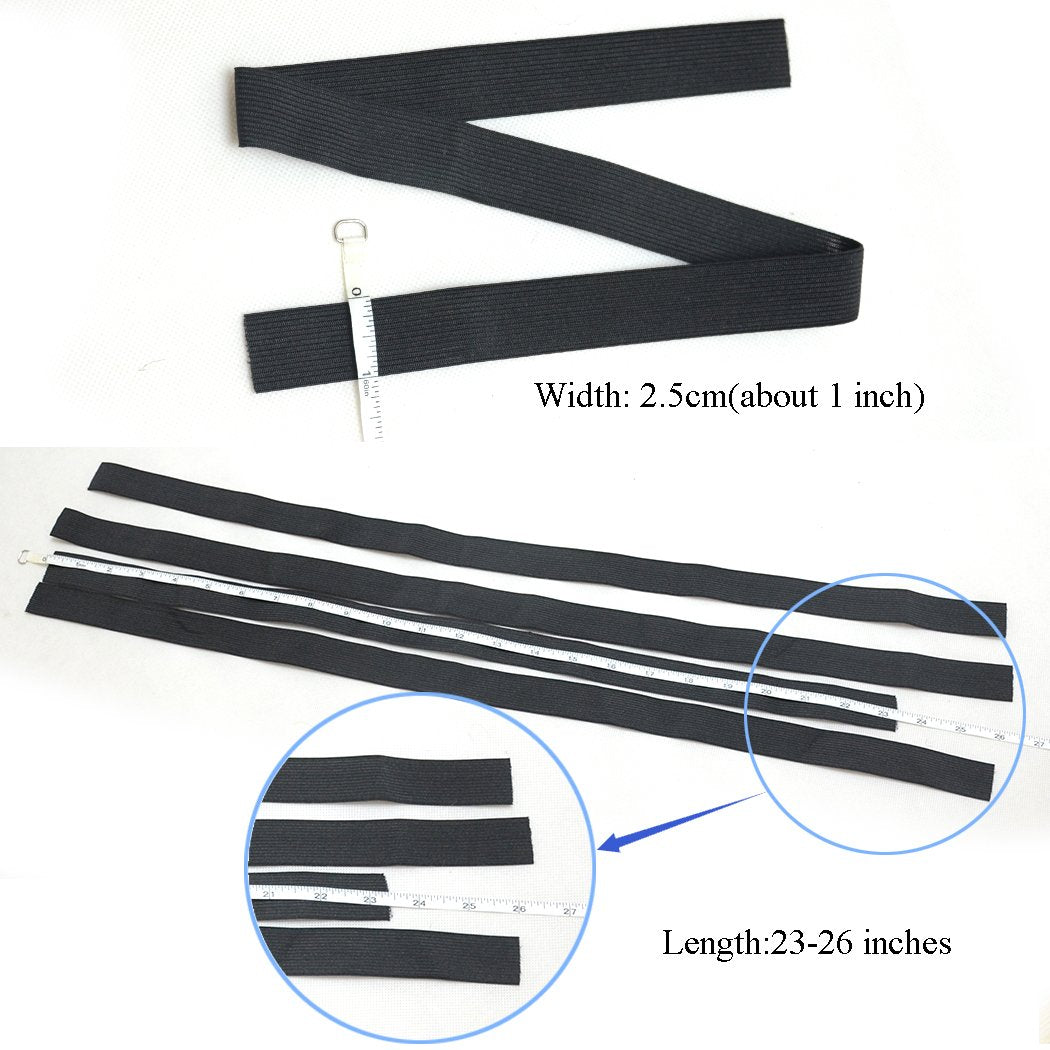 Black Elastic Bands Wig Accessories for Making Wigs/Lace Frontal/Lace Closure 2.5Cm Width 6Pcs (Elastic Band, 6Pcs) | 2.5Cm Wide Sturdy Black Elastic Bands, 6 Pieces per Set, Flexible Stretch, Wig Making, Lace Frontal and Lace Closure Fixing