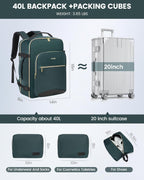 40L Travel Backpack Flight Approved Carry on Backpack,3 Packing Cubes,Waterproof Personal Item Travel Bag,Tsa Carry on Luggage Suitcase Travel Essentials,Gifts for Women & Men,Fits 17" Laptop