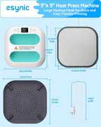 Portable Handheld Heat Press Machine 9X9 Inch-Digital T-Shirt Press with Ceramic Heating Plate & LED Screen Timer-110V/900W Plancha Para Sublimacion for DIY Crafts/T-Shirts/Tote Bags