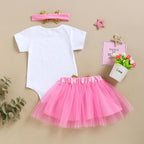 Baby Girl Birthday Cake Smash Outfit Toddler Girl My 1St Birthday Romper Tutu Skirt with Headband Clothes Set