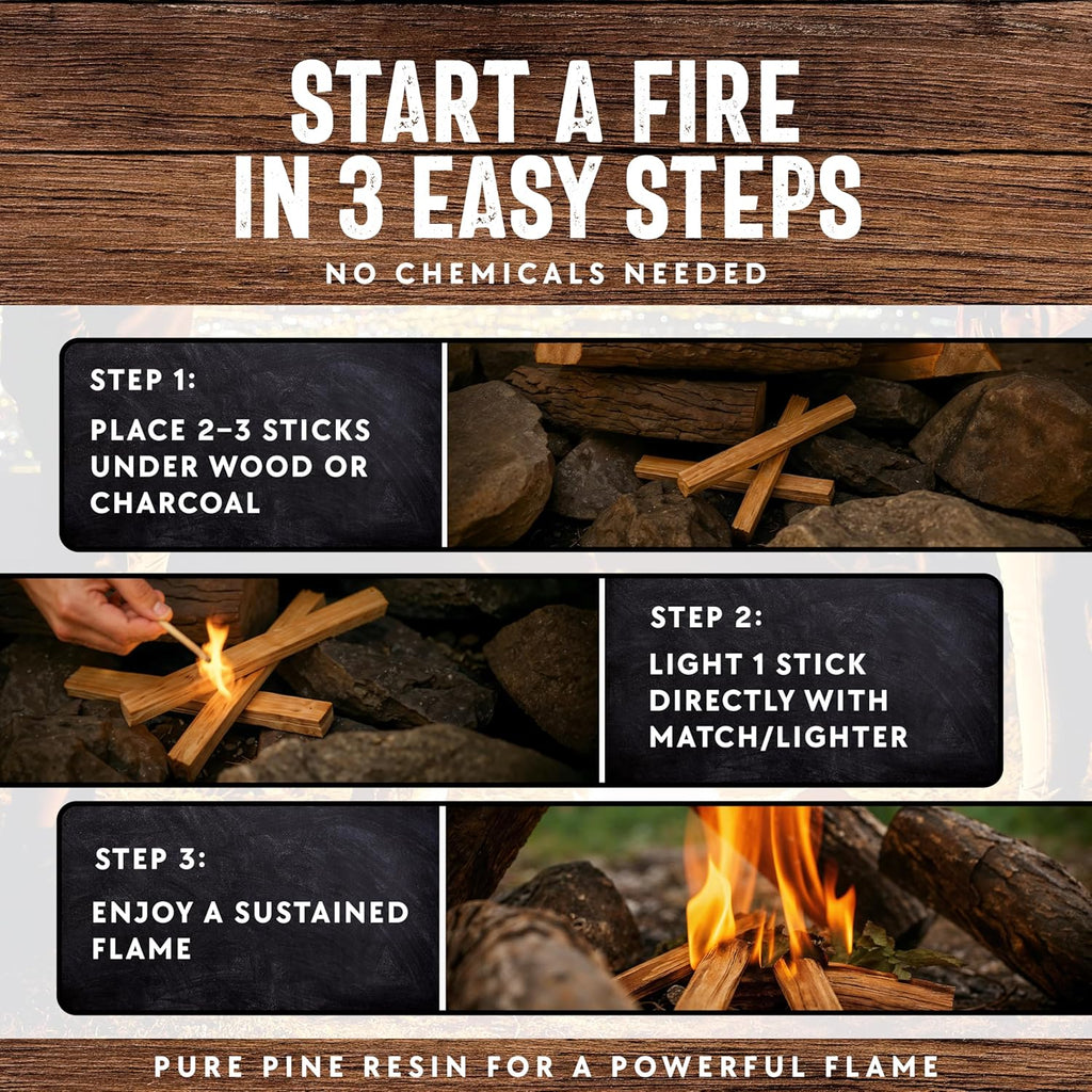 10Lb Fatwood Fire Starter Sticks | 100% Natural Fire Starters for Campfires, Firepit, Fireplaces, BBQ, Wood Stoves | Easy Ignition W/Just 2 Sticks | Camping Essentials by Billy Buckskin (10Lb Box)