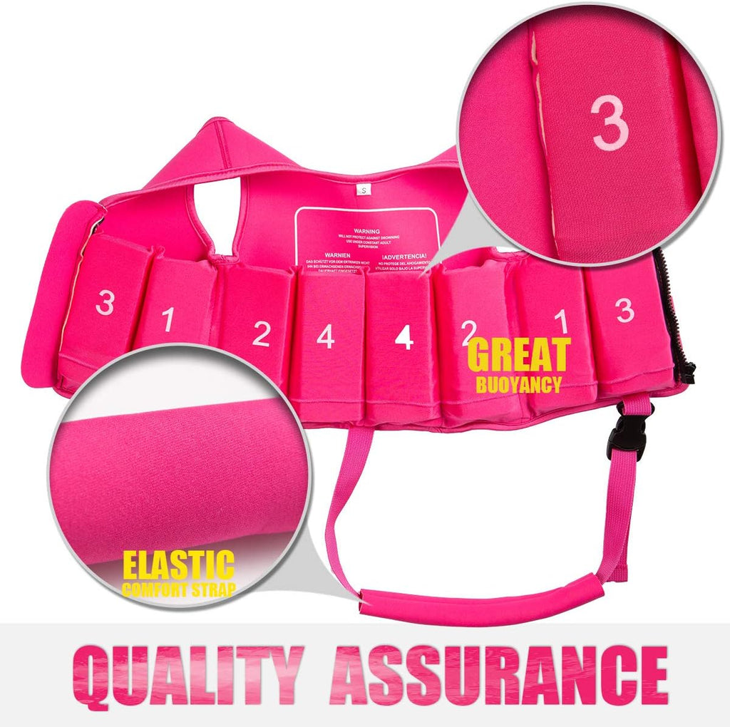 Baby Swim Vest for Toddlers 18 Months to 7 Years - Neoprene Swim Float Vest with Front Zipper, Swim Training Vest for Boys & Girls Learning to Swim in Pool, Blue Pink Small Medium Large