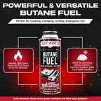 24X 8Oz Butane Fuel Canister - Butane Fuel for Camping Stove & Kitchen Torch - Gas Canister for Picnics, Outdoor Cooking, Grilling - Camping Stove, Torch Fuel Camping Essentials - 90340