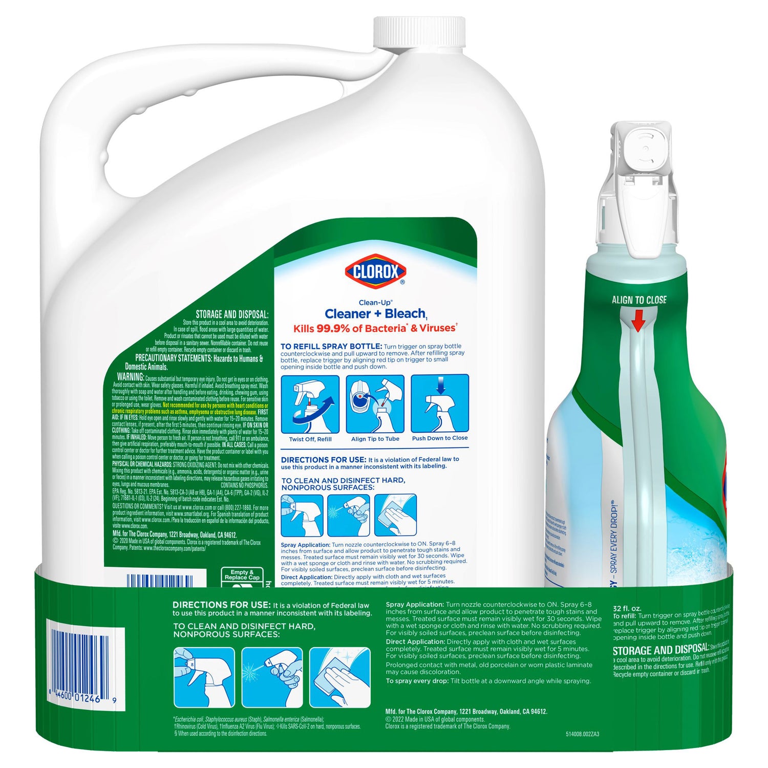 Clean-Up All Purpose Cleaner with Bleach, Original, 32 Oz & 180 Oz Refill