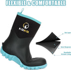 Rubber Boots for Women, Waterproof Mid Calf Women Rain Boots with Steel Shank, 6Mm Neoprene Insulated Rubber Garden Boots for Women Mud Working Farming Fishing