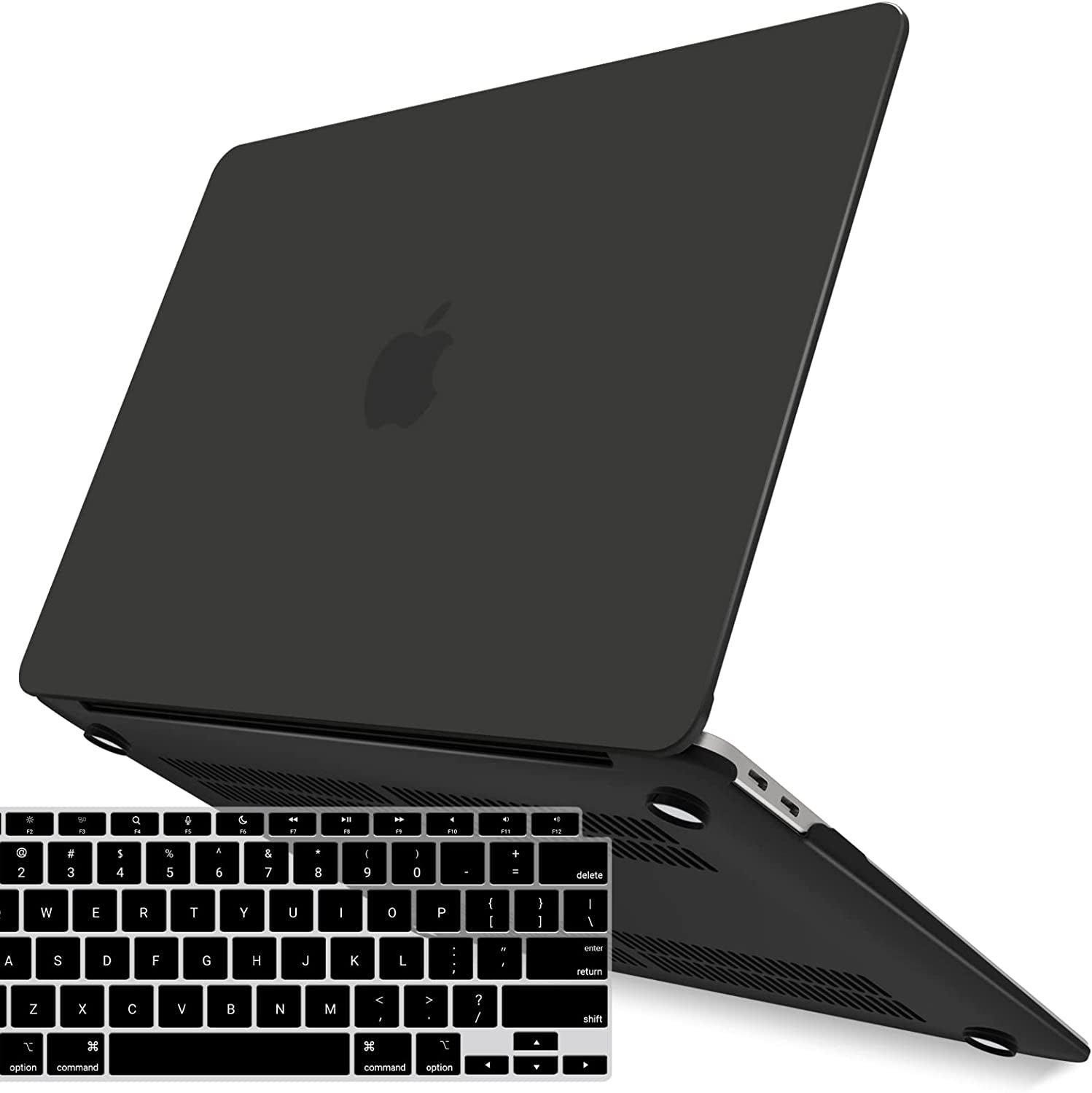 Compatible with New Macbook Air 13 Inch Case 2022 2021 2020 M1 A2337 A2179 A1932, Plastic Hard Shell Case with Keyboard Cover for Mac Retina Display with Touch ID, Black, MMA-T13BK+1A