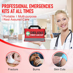 380 Pieces Deluxe First Aid Kit Compact Trauma Medical Kits with Assorted Bandages, Instant Cold Pack, Emergency Blanket for Home, Travel, Camping, Vehicle, Emergency Kits(Red)