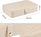 Small Jewelry Box for Women Girls, PU Leather Travel Jewelry Case, Portable Jewelry Organizer Storage Holder Display for Ring Earrings Necklace Bracelet Brooch Men Kids Gift, Apricot