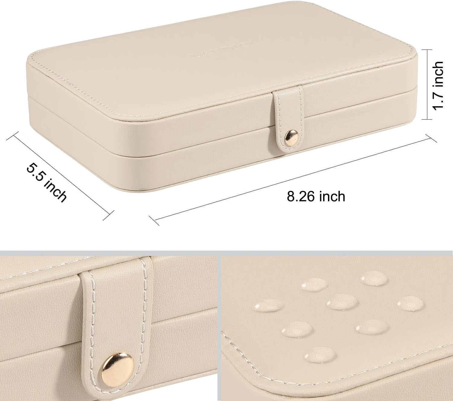 Small Jewelry Box for Women Girls, PU Leather Travel Jewelry Case, Portable Jewelry Organizer Storage Holder Display for Ring Earrings Necklace Bracelet Brooch Men Kids Gift, Apricot