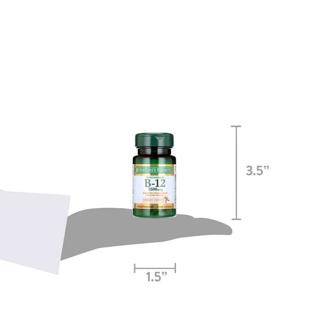 Nature’S Bounty Vitamin B12 Quick Dissolve Tablets, 2500 Mcg, 75 Count