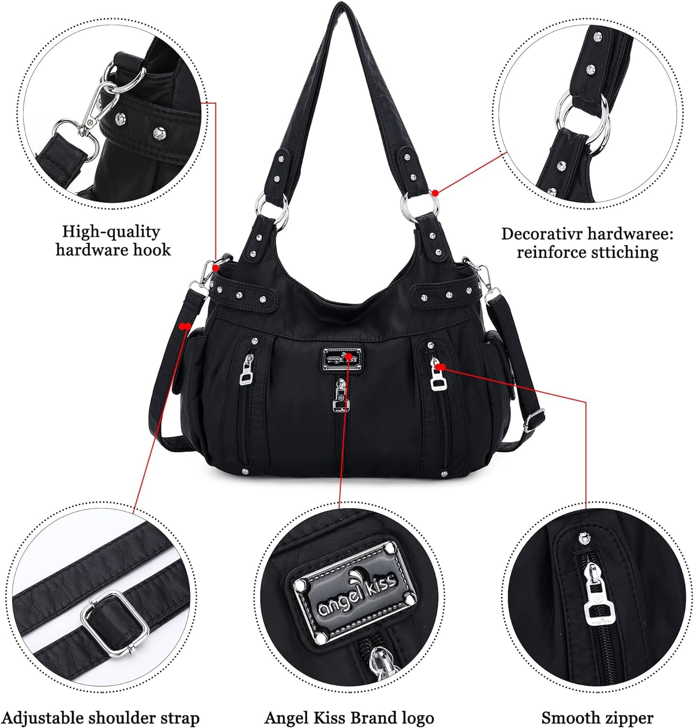 Large Purses and Handbags for Women Washed Faux Leather Crossbody Hobo Satchel Shoulder Handbag Tote Purse