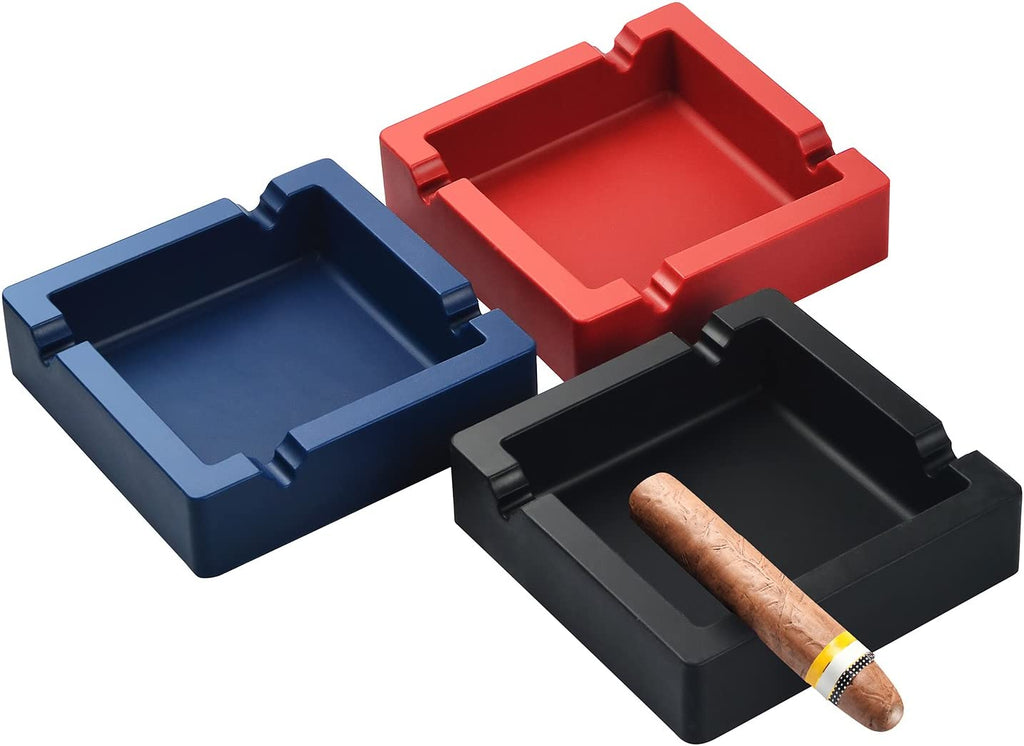 Cigar Ashtray Big Ashtrays for Cigarettes Outdoors Patio Large Black 4 Dual-Use Rest Unbreakable Silicone Cigar Cigarette Ashtray for Outside/Indoor/Home Decor