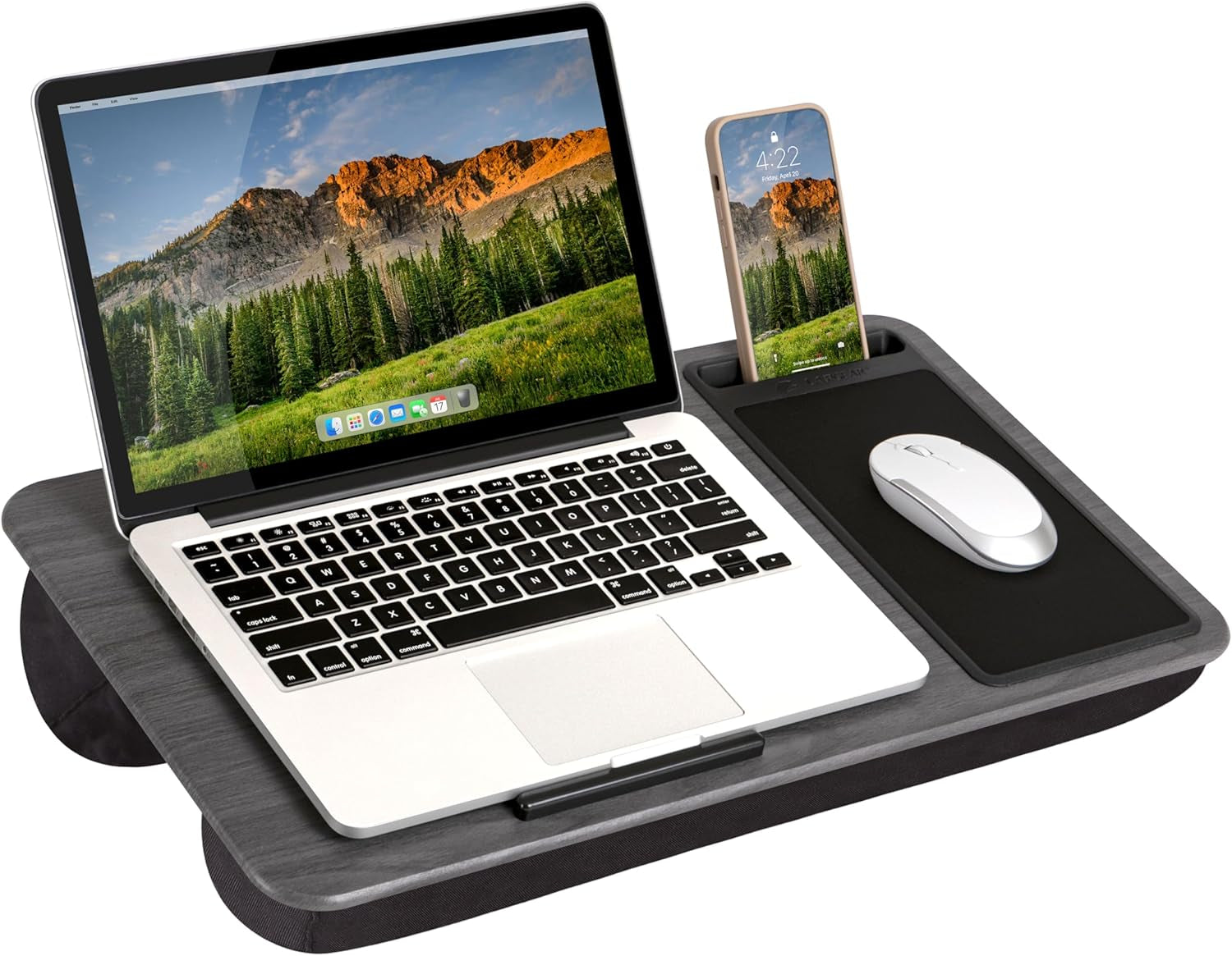 Home Office Lap Desk – Gray Woodgrain, Fits 15.6” Laptops