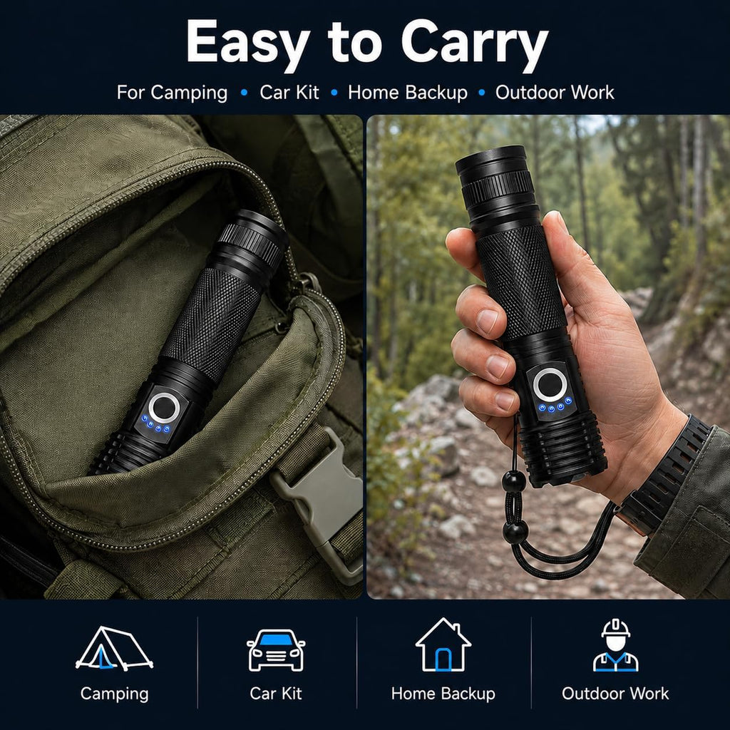 3 Pack Rechargeable Flashlights High Lumens, 990000Lm Super Bright Handheld Flash Light with Power Display, 15H Runtime, IPX7 Waterproof, Zoomable 5 Modes for Outdoor Survival & Camping