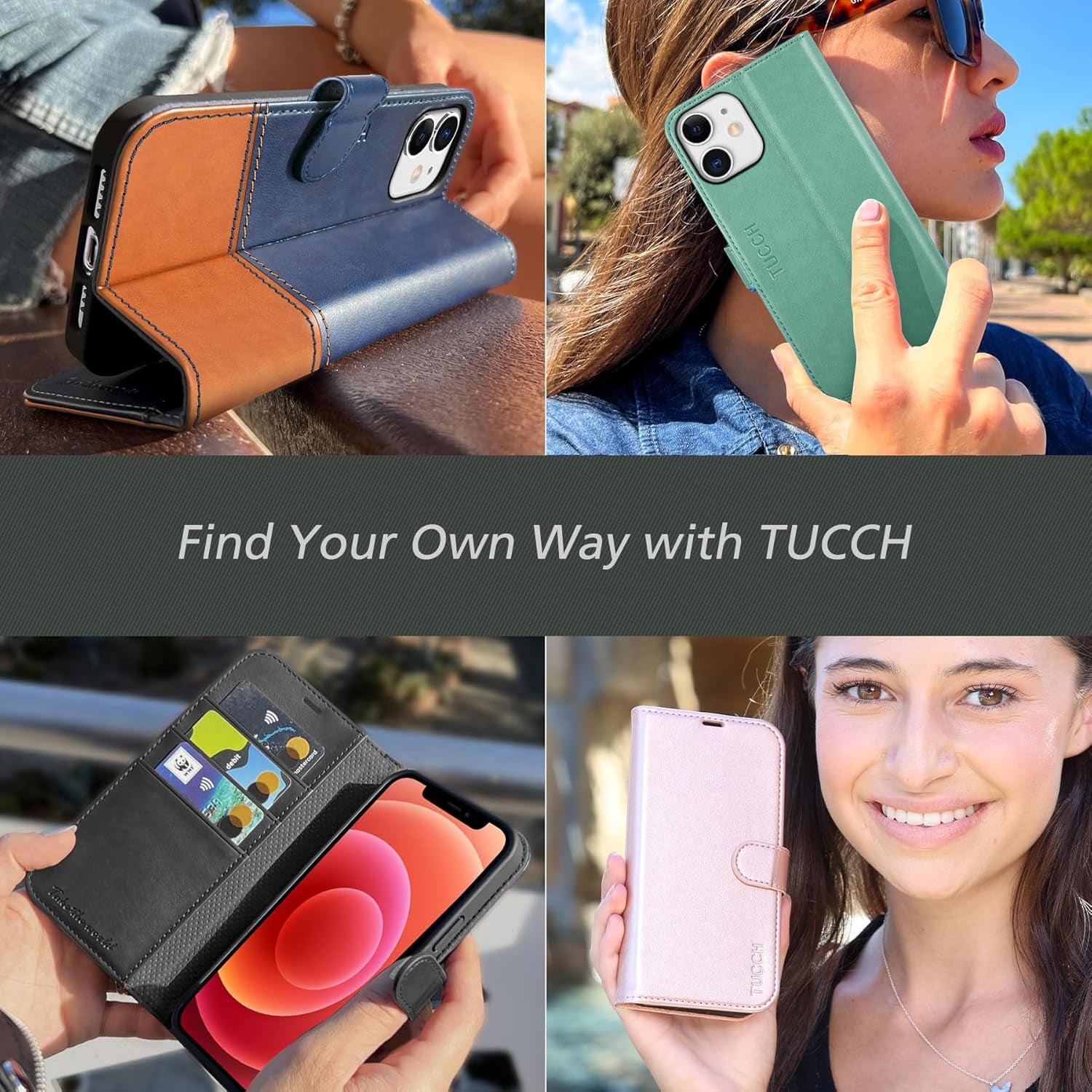 Wallet Case for Iphone 12 Pro/Iphone 12 (6.1"), 3 Card Holders, Black | RFID Blocking, Viewing Stand, Shockproof TPU Shell, PU Leather, Magnetic Closure, Protective Folio Flip Cover