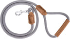Dog Leash with Genuine Leather Connection/Handle, 4/5/6 FT | Rope Leash, Heavy Duty 360° Swivel Metal Clasp, for Small Medium & Large Dogs