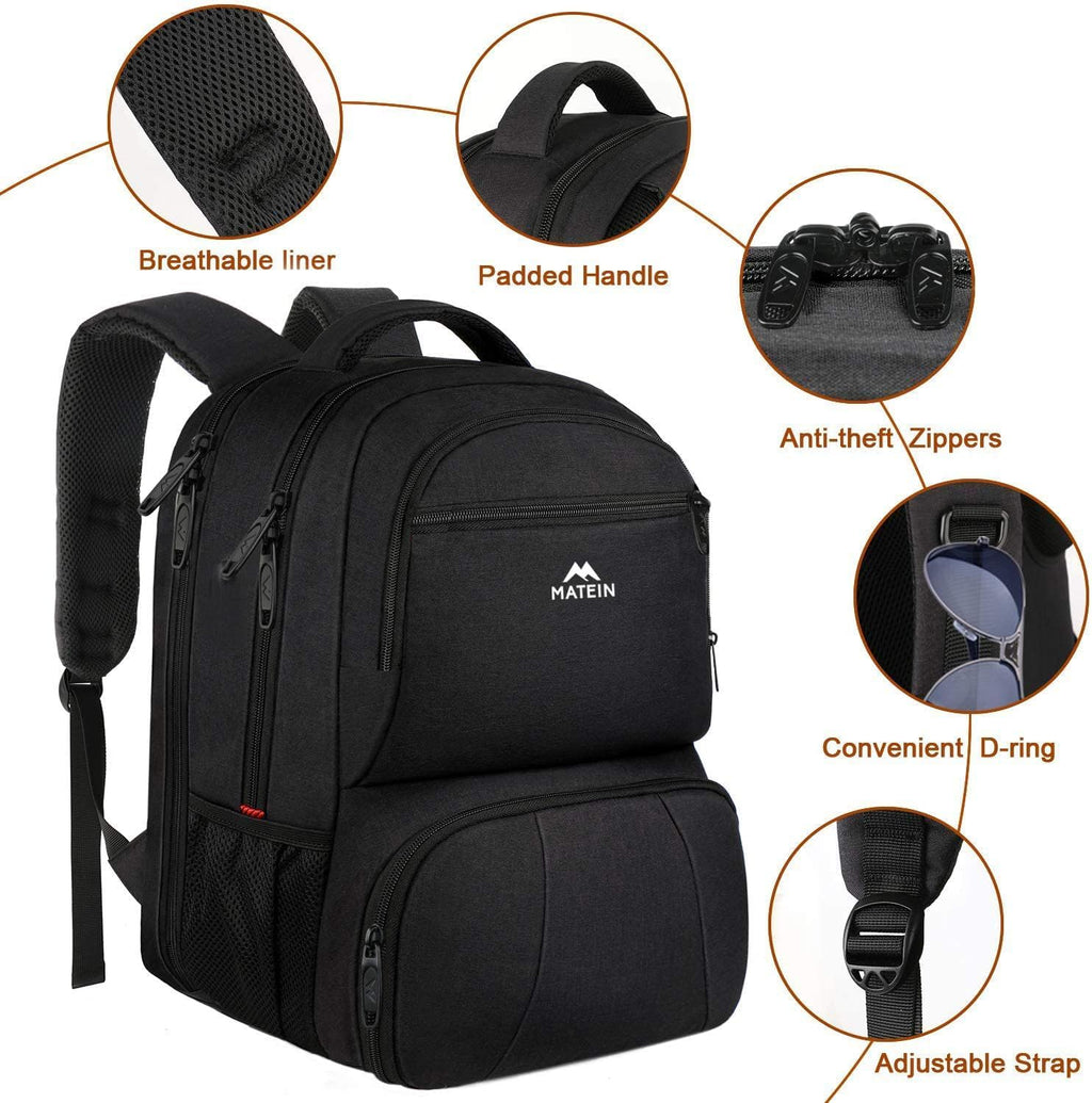Lunch Backpack for Men, 17 Inch Work Backpack with Lunch Compartment | Laptop Compartment, Water Resistant, anti Theft, Insulated Cooler Backpack, Meal Prep Bag for College Travel Picnic, Black