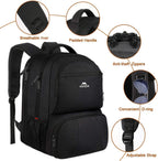 Lunch Backpack for Men, 17 Inch Work Backpack with Lunch Compartment | Laptop Compartment, Water Resistant, anti Theft, Insulated Cooler Backpack, Meal Prep Bag for College Travel Picnic, Black