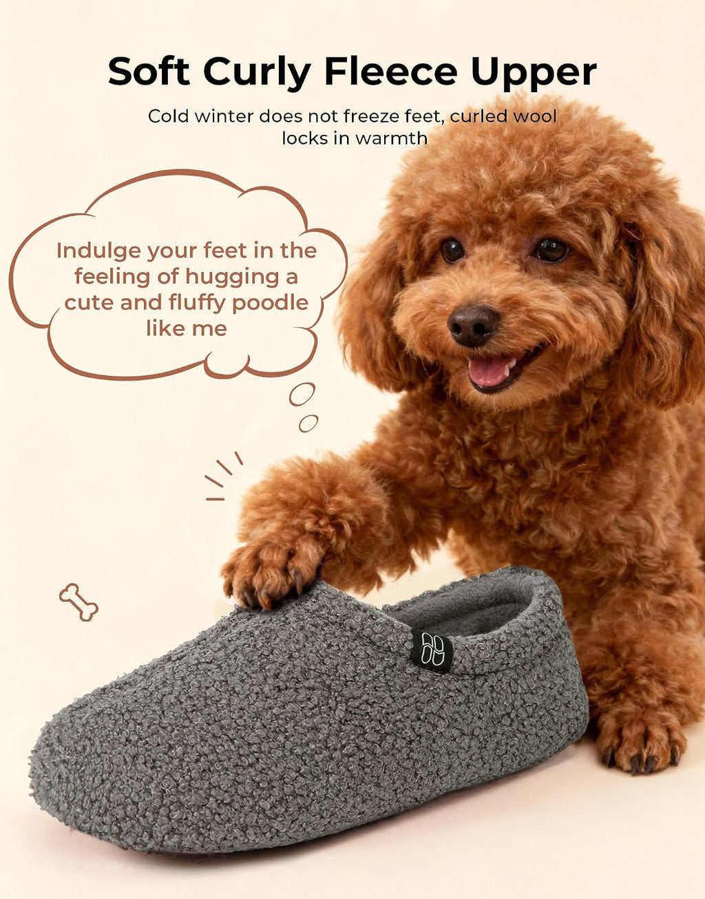 Women'S Fuzzy Curly Fur Fleece Lining Memory Foam Loafer Slippers | Non-Slip,Indoor and Outdoor,Machine-Washable,Warm,Bedroom