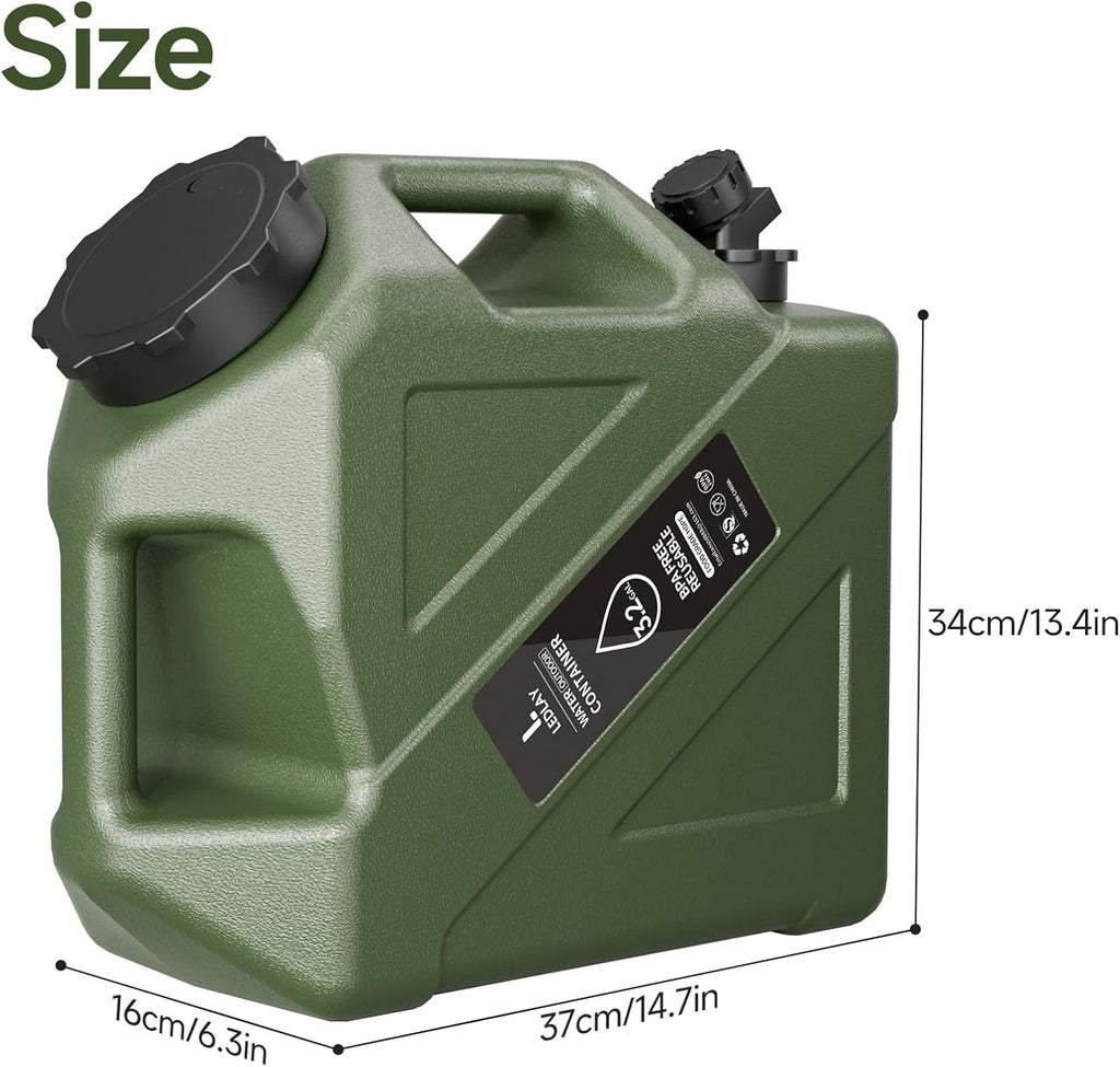 3.2GAL Camping Water Jug, Portable Water Storage Container with Spigot, Leak-Proof Lid & Dual Handles, Outdoor Water Tank for Camping, RV, Emergency Preparedness