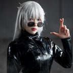 Hair Cap+32Inch/80Cm Silver Wig for Women Cosplay Wig, Peluca Larga Plateada for Anime Cosplay Women Halloween Costumes, Silver White Wig Straight Wig for Halloween Party
