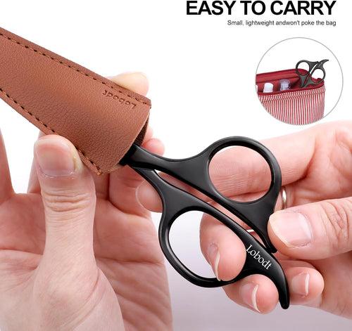 4.7-Inch Small Nose Hair Scissors (Black), Round-Headed Scissors, for Trimming Facial Hair, Beards, Ear Hair, Eyebrows, Bathroom, Moustache Trimming，Personal Care and Beauty