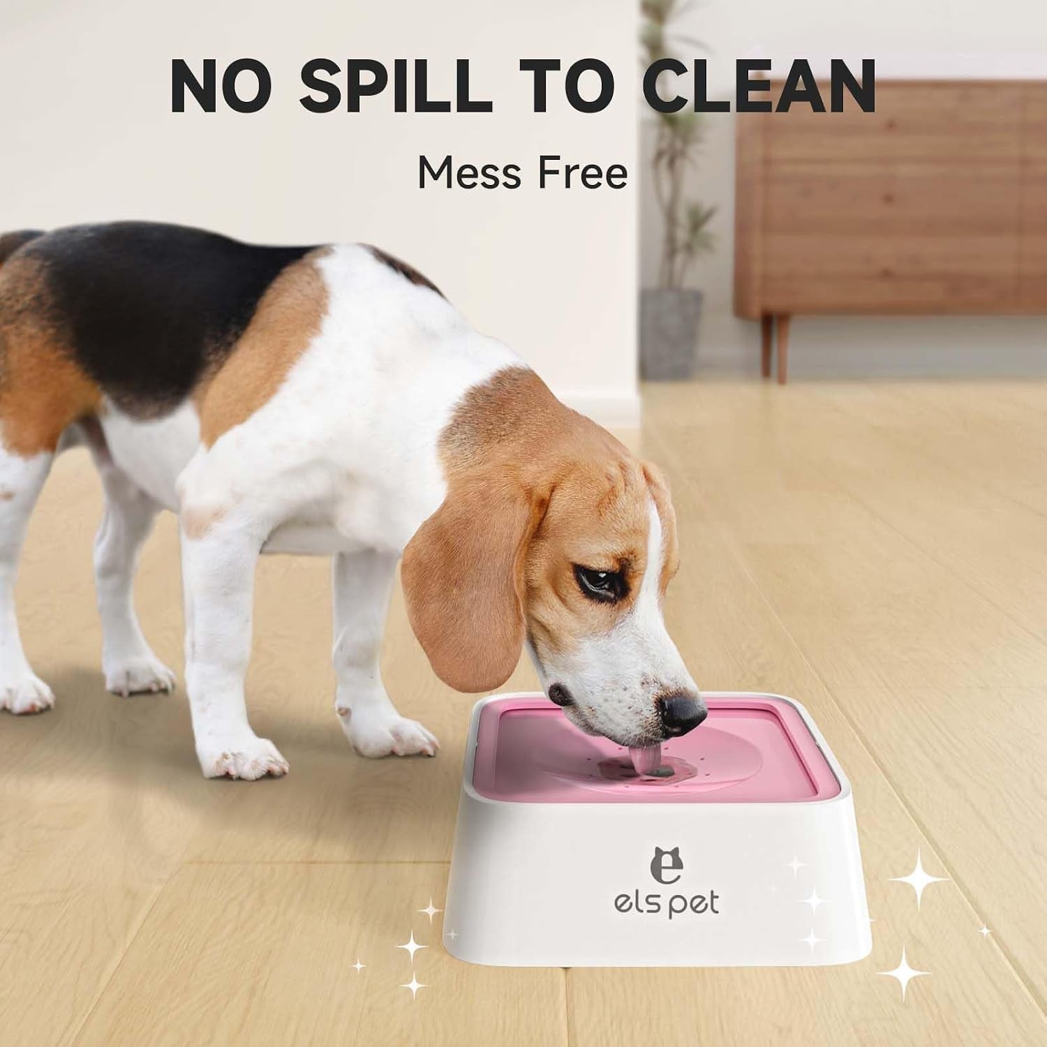 Water Bowl for Cats & Dogs 2L, No Spill Slobber Stopper, Slow Drink | Pink, Splash Proof Design, 70Oz Capacity, Floating Disk, Slow Drink, for Cats & Dogs, Travel and Home Use, Dishwasher Safe
