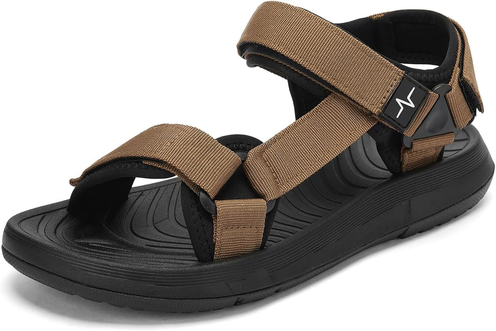 Mens Hiking Sandals with Arch Support - Cushion Sport Athletic Walking Sandles Outdoor Summer Comfortable Casual Waterproof Beach Water Sandal for Wide Feet