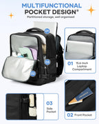 Large Black Travel Backpack Carry on Flight Approved Mochila De Viaje Personal Item Backpack for Airlines Frontier Airlines Personal Item Bag Large Backpacks for Travel Backpacks for Men Women