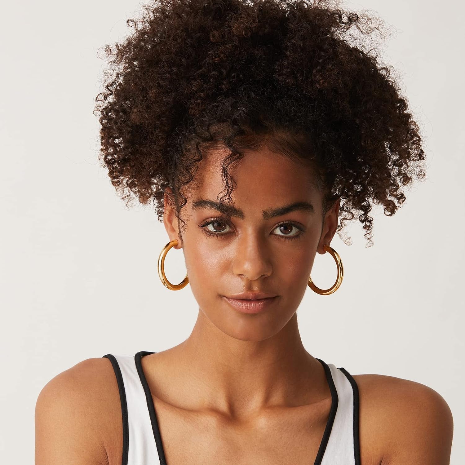 Chunky Gold Hoop Earrings for Women, Lightweight 14K Gold Plated | Gold Hoops, Gold Plated Earrings, Womens Earrings, 14K Gold Hoop Earrings