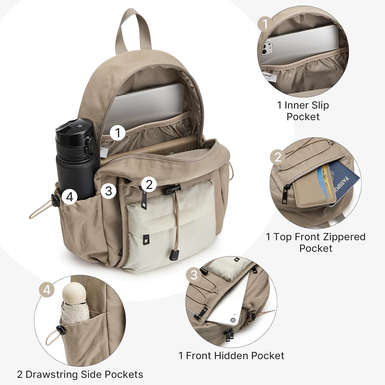 10L Small Hiking Backpack for Women Men | Mini Lightweight Travel Casual Daypack, Water Repellent Fabric, Fits 11" Tablet