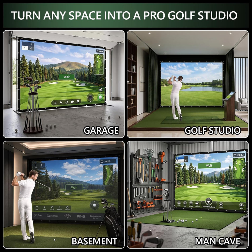 Golf Simulator Impact Screen, Triple Layer Projection Screen for Home, 3 Layer Pull down Golf Projector Screen, Ultra Clear Golf Simulators Screen for Home Golf Practice (10'×8')