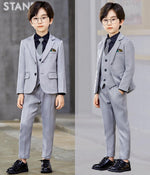 Boys Suit Formal 3 Piece Set Slim Fit Kids Tuxedo Toddler Blazer Vest Dress Pants Ring Bearer Outfit