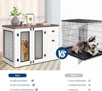44 Inch Dog Crate Furniture, Large Dog Crate Furniture with Drawer Sand Side Cabinets, Wooden Dogs Kennel Indoor for Small Medium Large Dogs, White