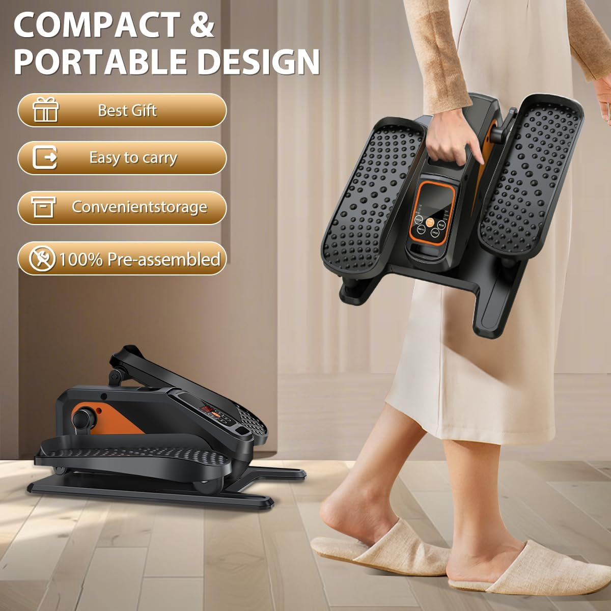 Under Desk Elliptical Machine, Electric Ellipse Leg Exerciser While Sitting for Seniors Adults, Quiet & Portable Electric Seated Pedal Exerciser with Remote Control, 15 Adjustable Speeds, 5 Auto Modes