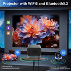 [Auto Focus/Keystone] Smart Projector 4K with Android 9.0 1080P Native 500 ANSI, Ceiling Projector with Wifi 6 and Bluetooth Object Avoidance, and Screen Adaption（Grey）