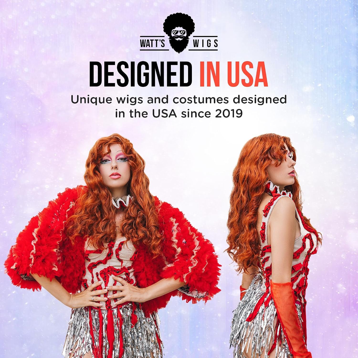 Long Wavy Red Wig – Bright Copper Orange Cosplay Hair for Pop Star Looks, Concert Outfits, Halloween Costume, Chapel Girl Themes, Drag, and Festivals